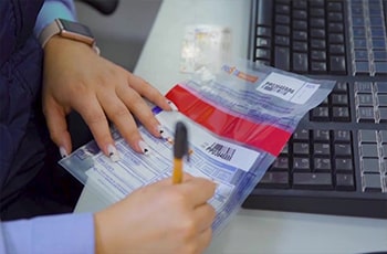 manos sostiene una pluma cerca de un teclado